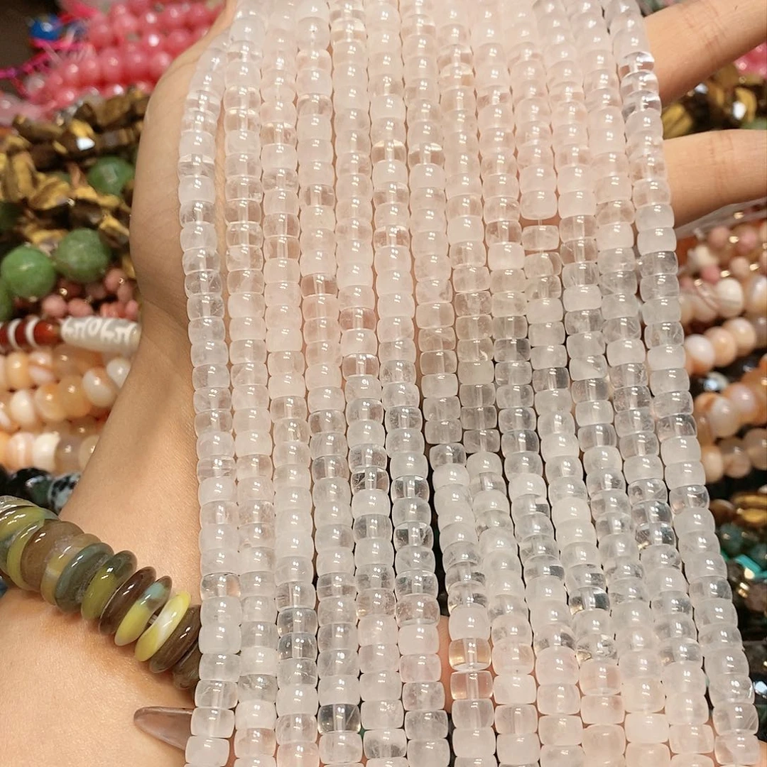 玛瑙/玉髓散珠天然白水晶4✖️7mm一条