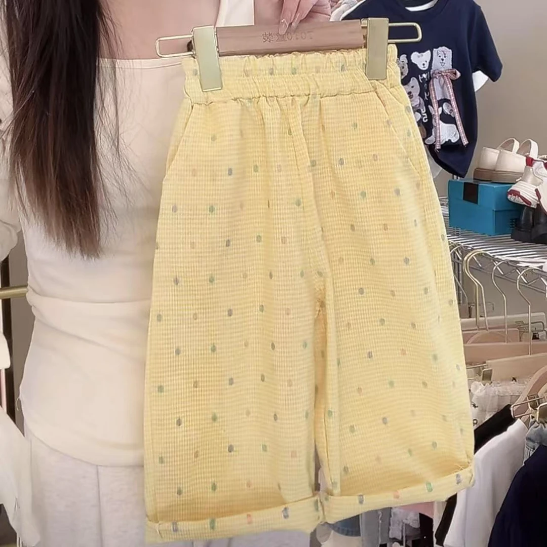 【亲子装】2025春季新款宝宝格子小碎点女童休闲裤