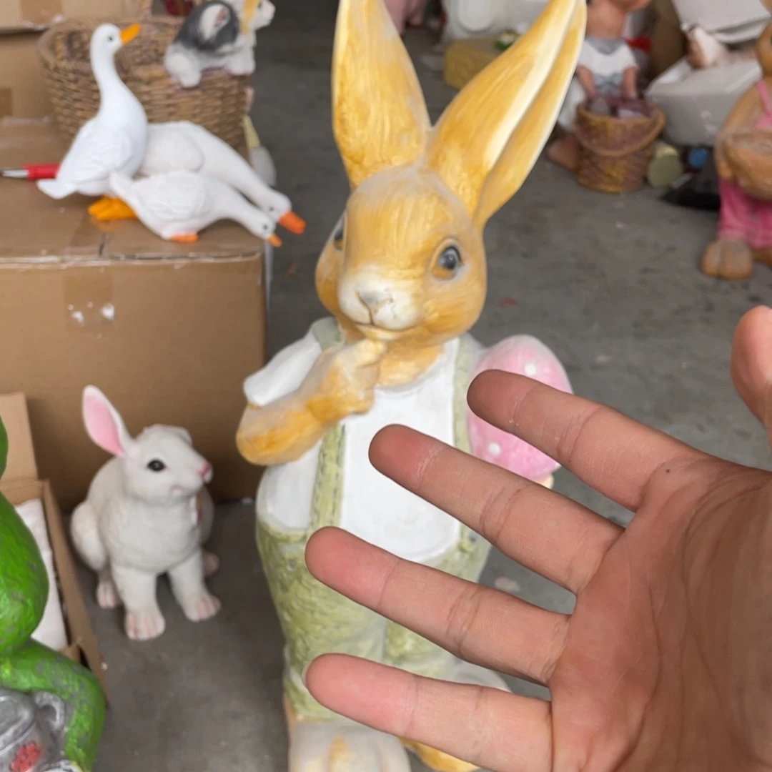 【闪购商品】氧化镁抱粉色蛋兔子摆件