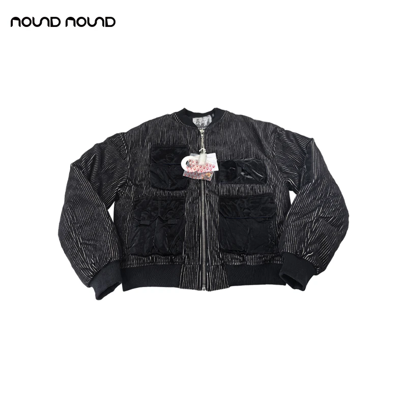 【BABYGHOST】noundnound纯色时尚简约灯芯条夹克短款羽绒服秋冬女