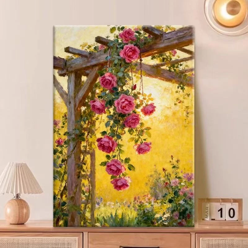 金阳蔷薇架|数字油画diy真心遮盖六代颜料填色手绘礼物油彩装饰画