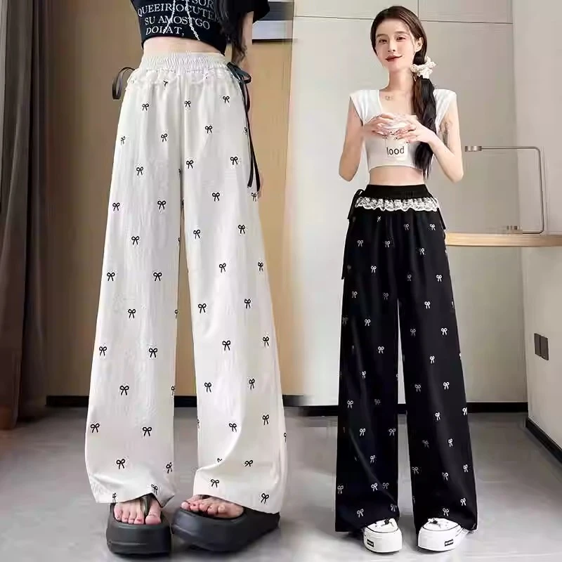 九分白色夏裤裤洋气阔腿裤女冰裤时装新款女款短袖宽松高腰休闲裤