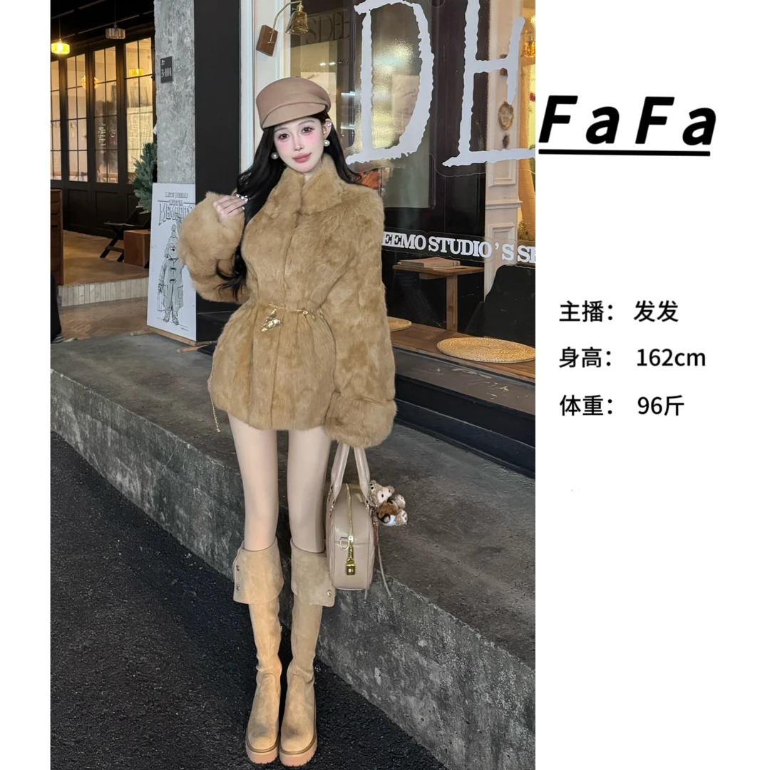 FaFa ●梨泰院千金 皮草小香风气质网红时尚（不含腰带）D4WT4186A