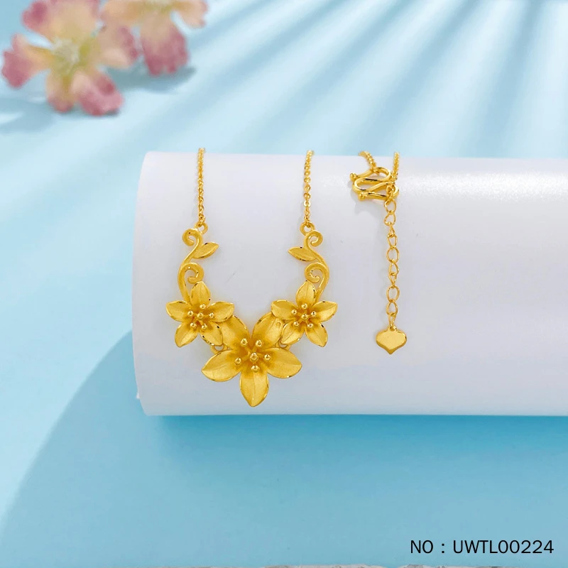 足金999 空心可调节倒模工艺繁花似锦桃花套链