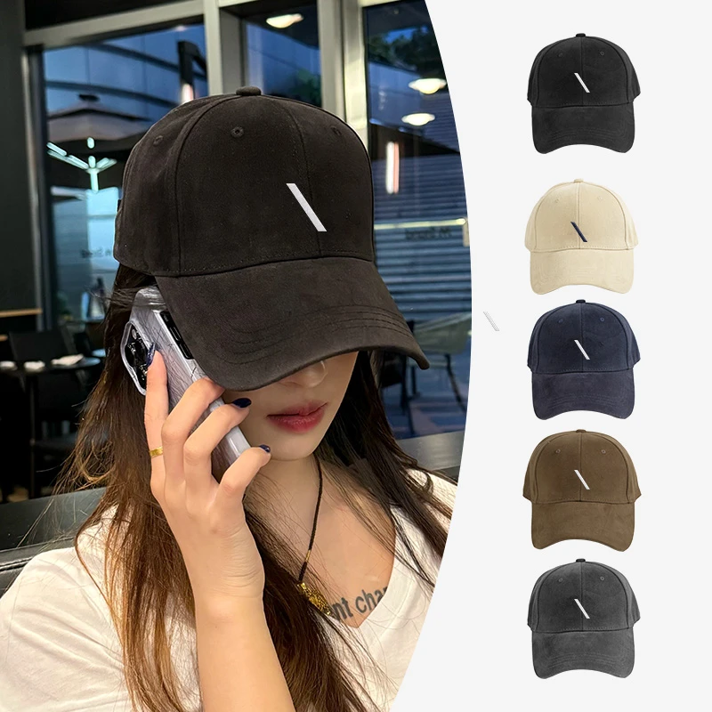 女士帽子大头围斜杠棒球帽女翻毛做旧百搭显脸小鸭舌帽情侣棒球帽