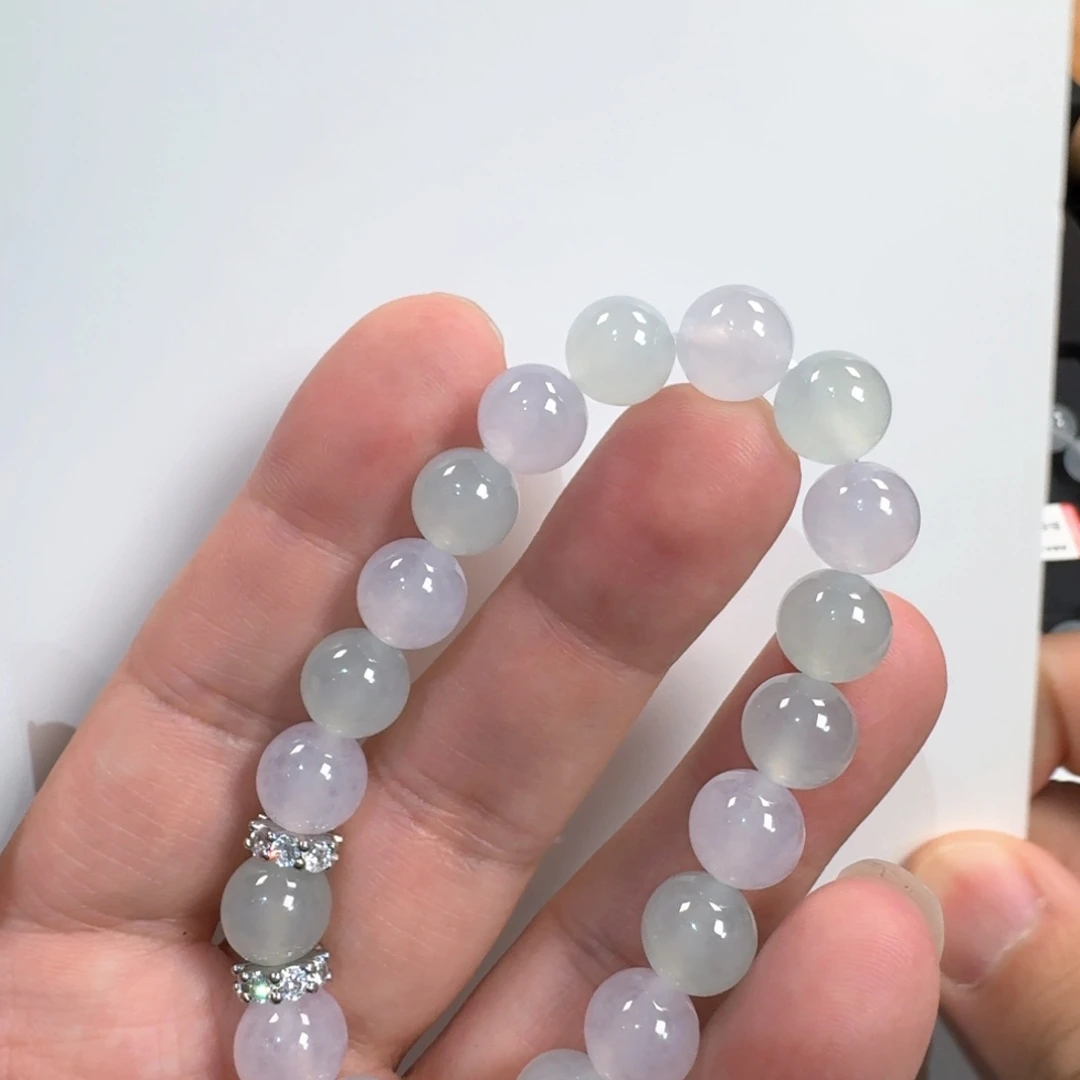 未镶嵌手串翡翠未镶嵌翡翠手串冰白冰绿卡9+mm