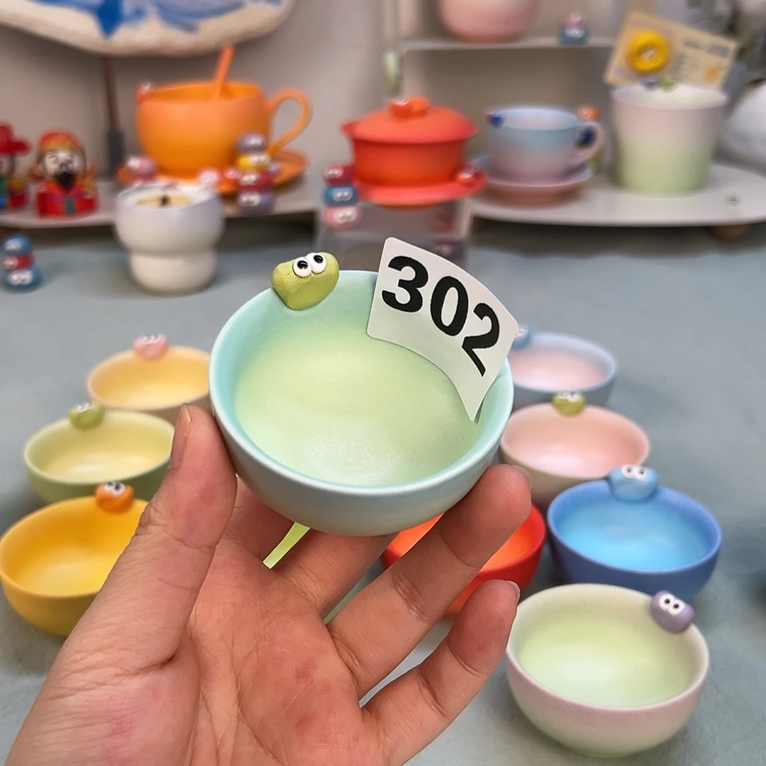 不***行陶摆件天海空青罗汉一口杯302