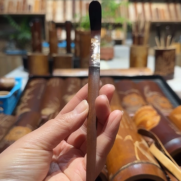 金***杵老煤竹手工雕刻茶拨