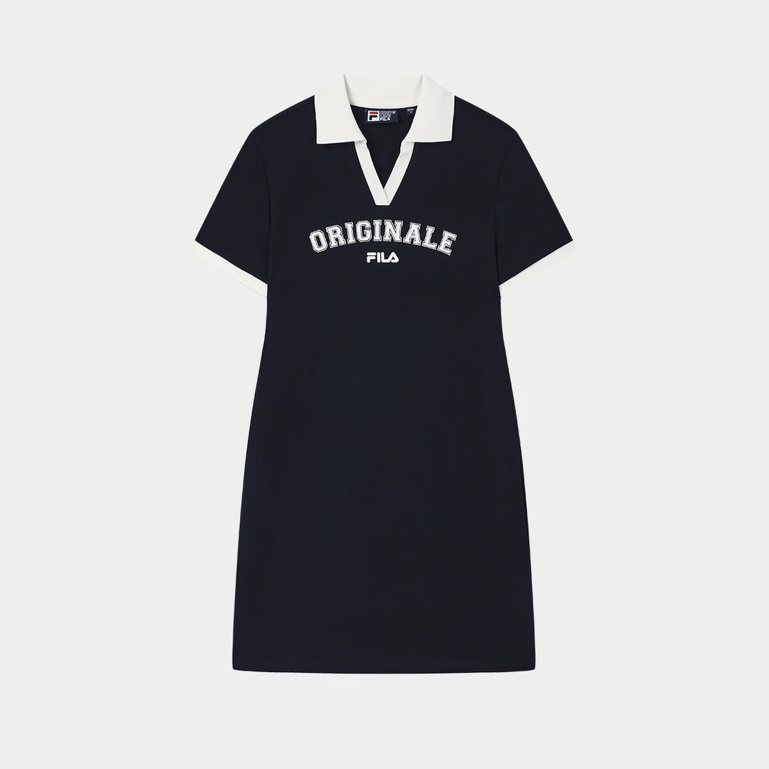 【苏珊裙】斐乐女装夏新款裙子简约撞色百搭翻领连衣裙F11W539302F