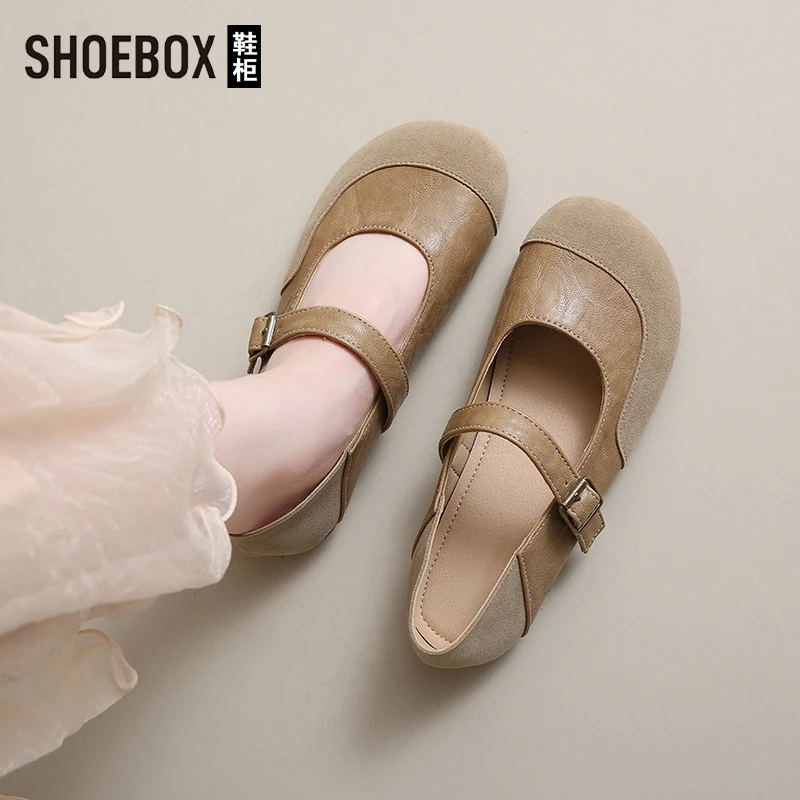 SHOEBOX鞋柜爆款勃肯鞋女款2025夏新款百搭软底玛丽珍女泡芙鞋子