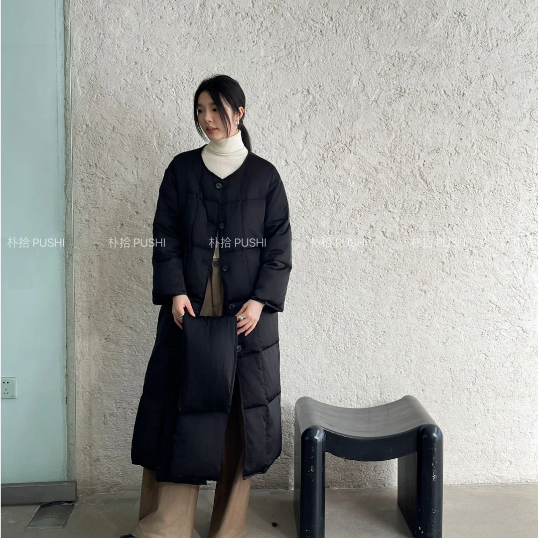 【BLB•板老板】2024小众设计师新款极简长款90白鸭绒羽绒服88852