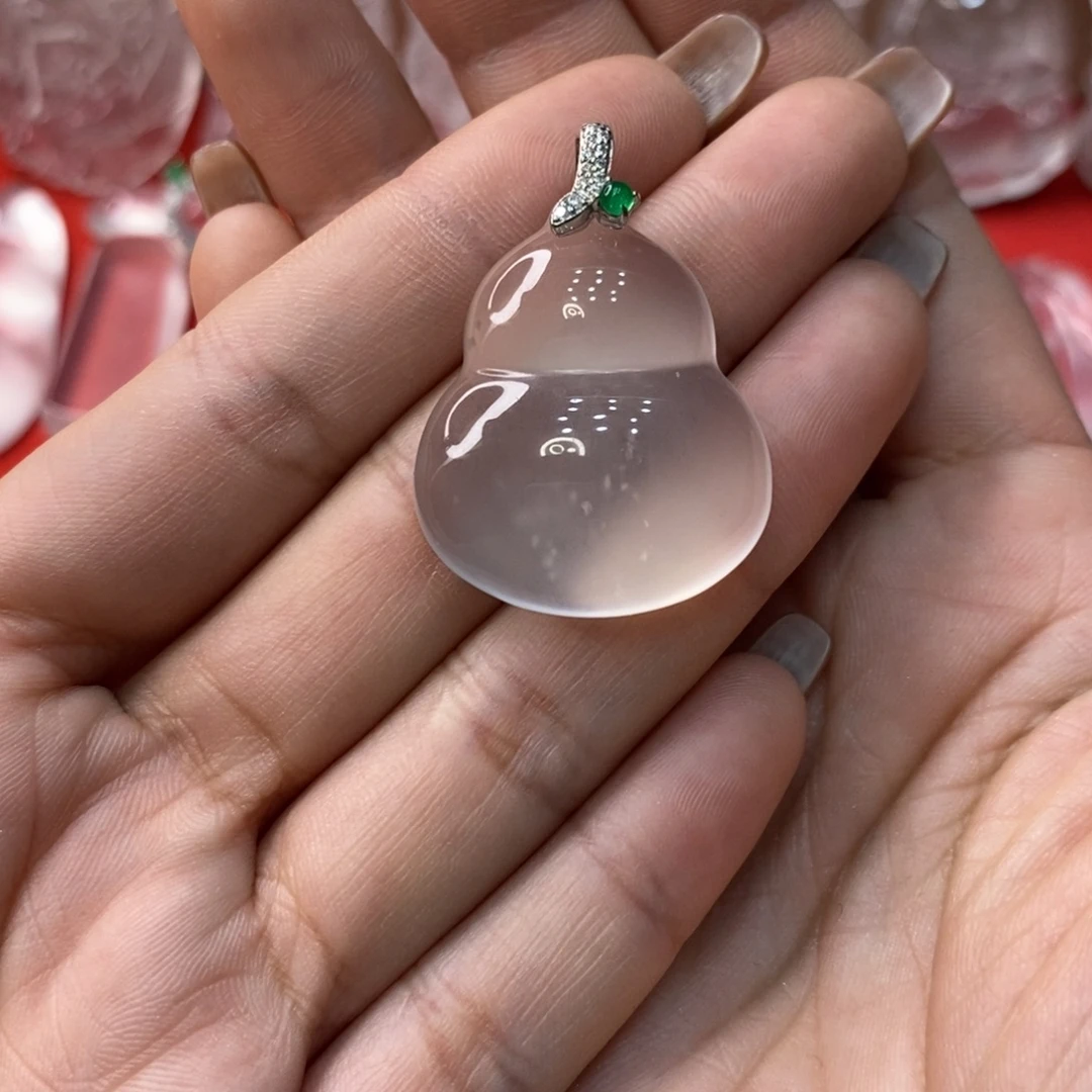 石英质玉银S925镶嵌葫芦吊坠
