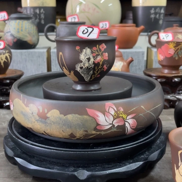 建水紫陶刻填主人杯