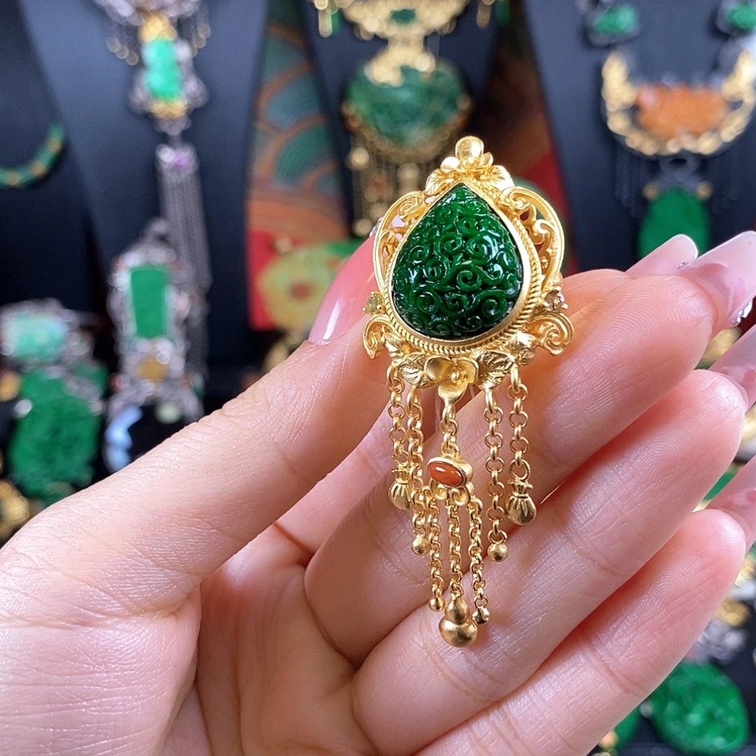 翡翠银S925镶嵌戒指戒指