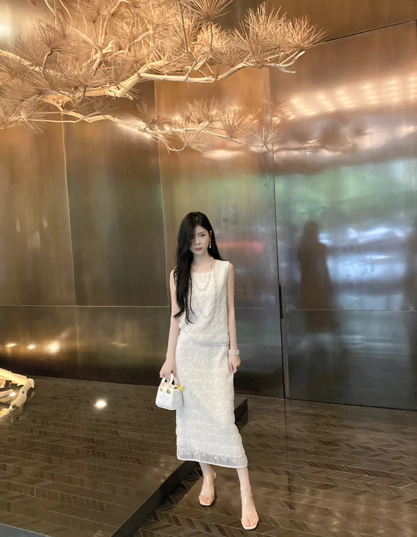 2025【花落满】原始设计重工珍珠高定系列裙子