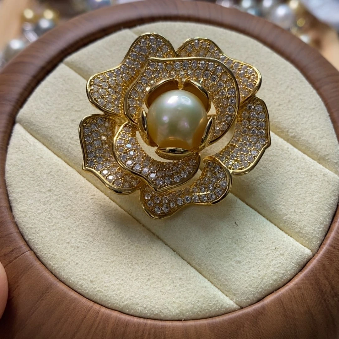 海水珍珠胸针合金