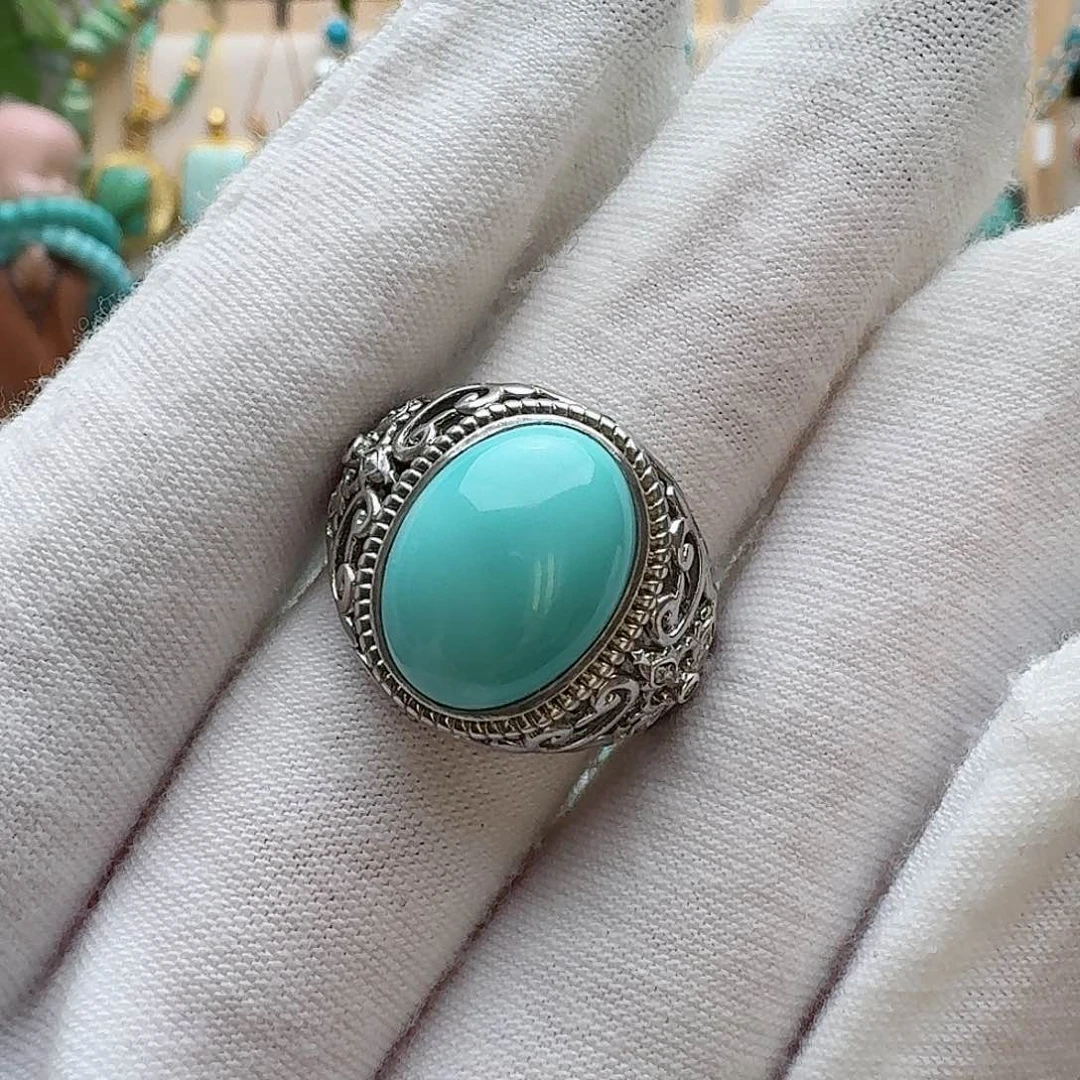 绿松石珠宝奇石银S925镶嵌福*家