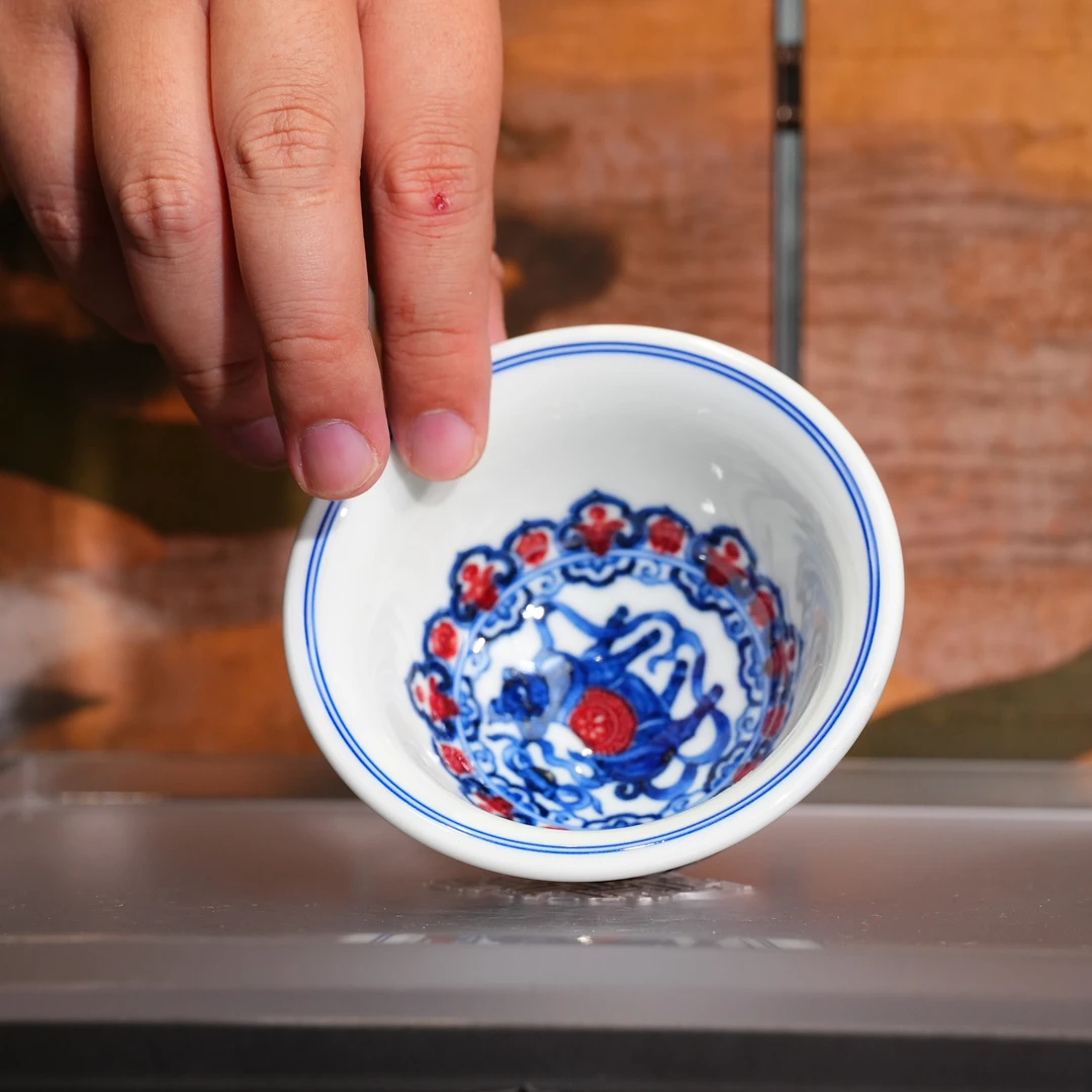 永明尚玩丨猪光宝气缠枝压手杯110cc景德镇陶瓷茶具