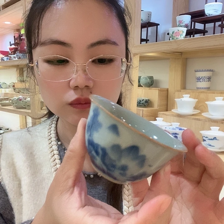 汝窑开片主人杯青花