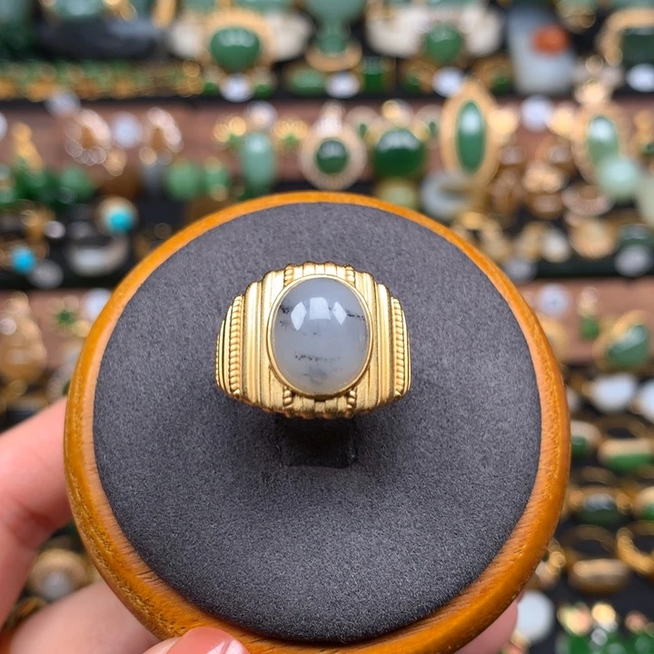 定制和田玉戒指银S925镶嵌