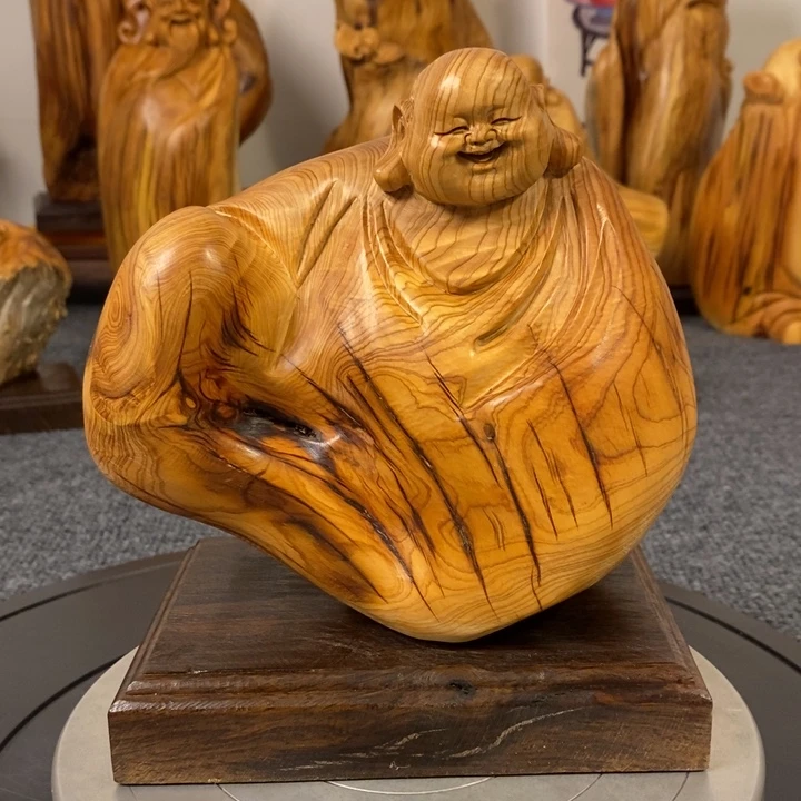柏木（崖柏）崖柏弥勒佛摆件根雕工艺品