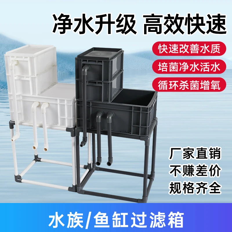 鱼缸周转箱过滤鱼池带PVC管底座滴水盒上过滤养殖箱分层净水循环