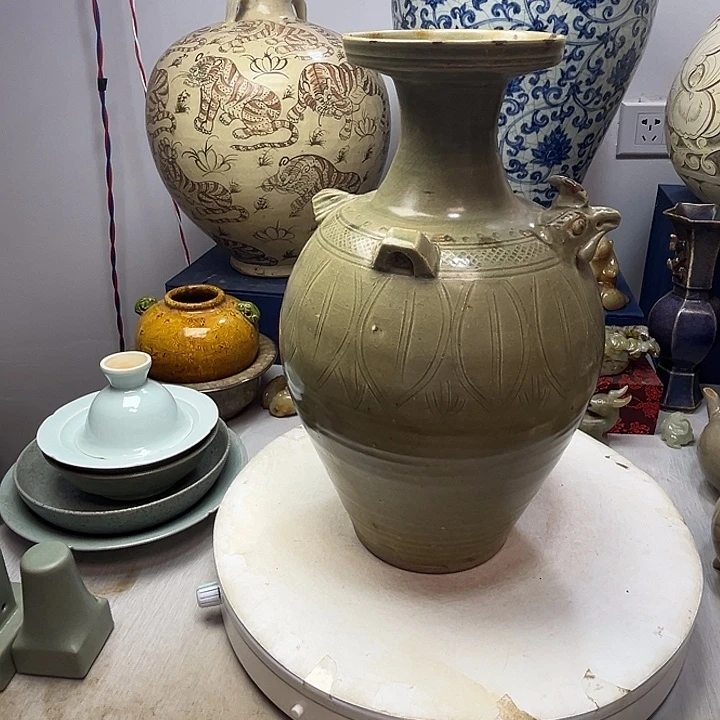 平***月摆件越窑鸡首壶摆件1