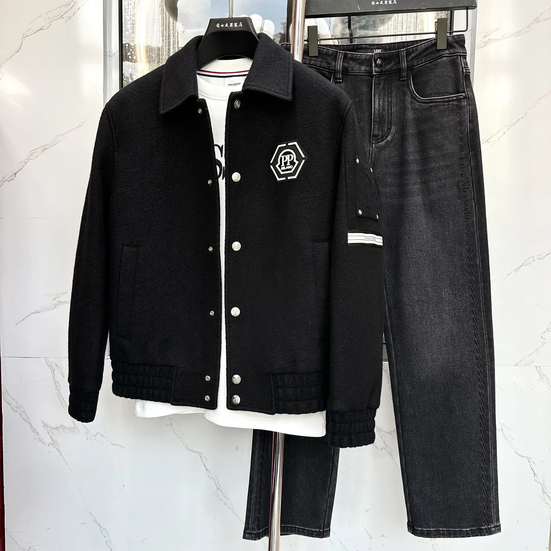阔【PP外套】新款潮流秋冬季夹克外套男士休闲黑色百搭轻奢时尚8521