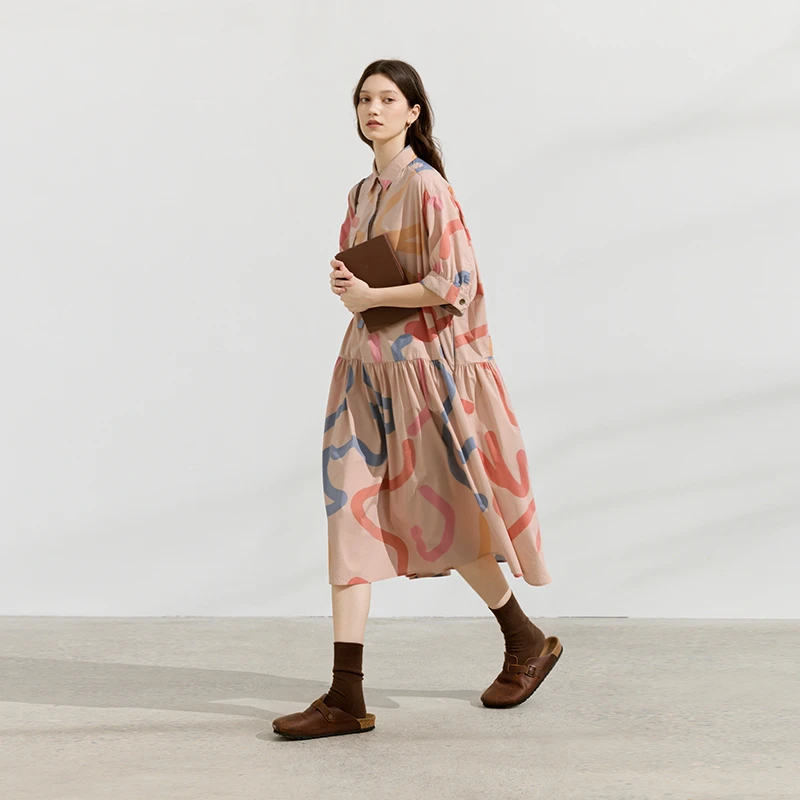 半圆原创2025夏连衣裙女中长款短袖趣味小众设计高级感D24207040