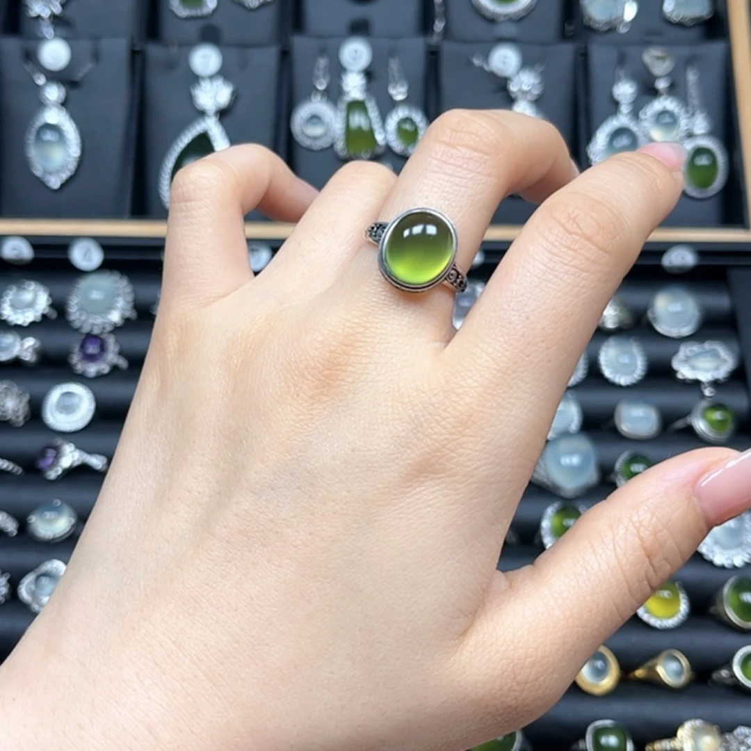 【闪购商品】岫玉戒指银S925镶嵌R**_