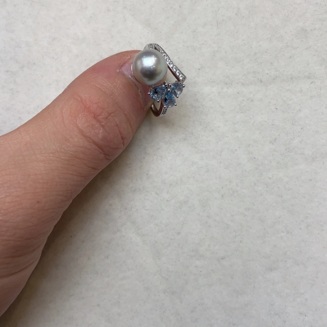海水珍珠戒指银S925镶嵌