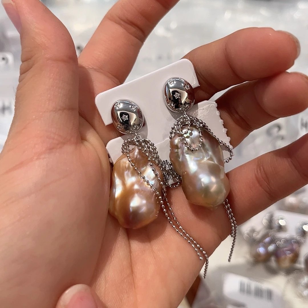 合金淡水珍珠耳饰