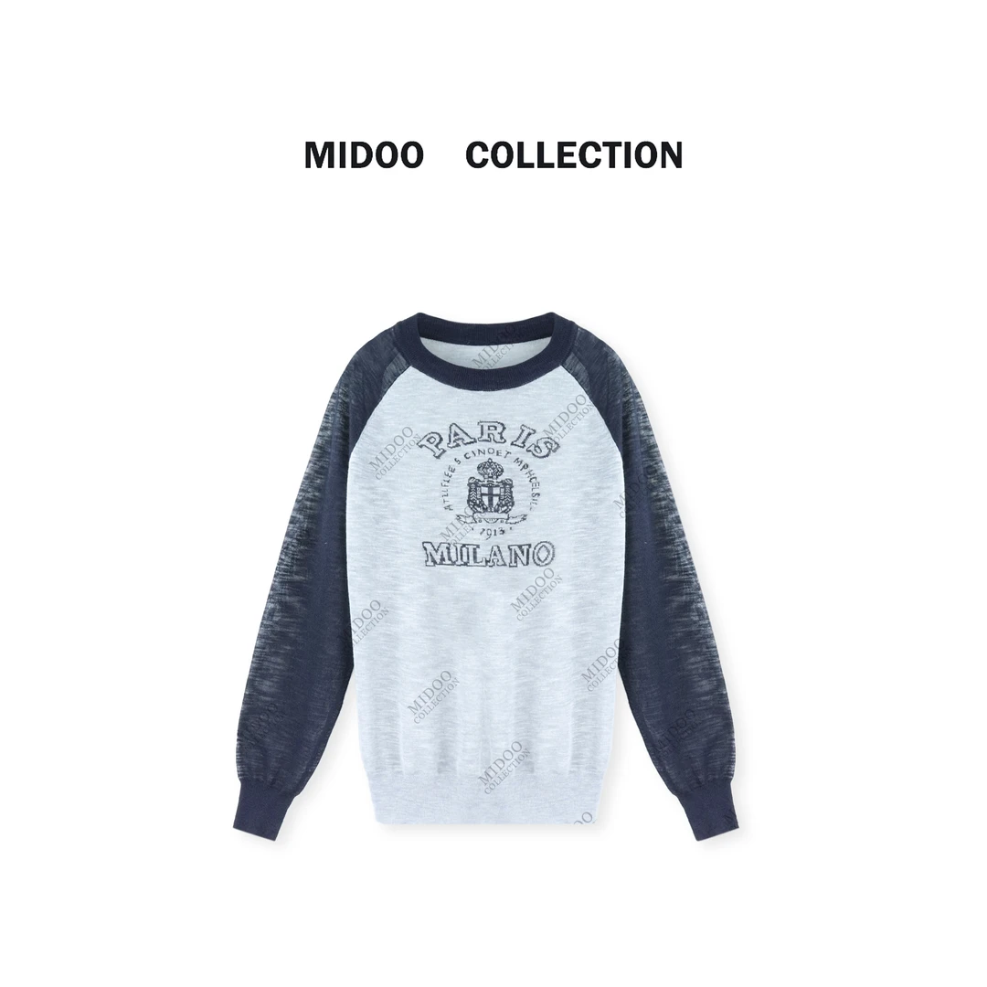 MIDOO ‘轻透感’落肩撞色字母印花宽松防晒上衣