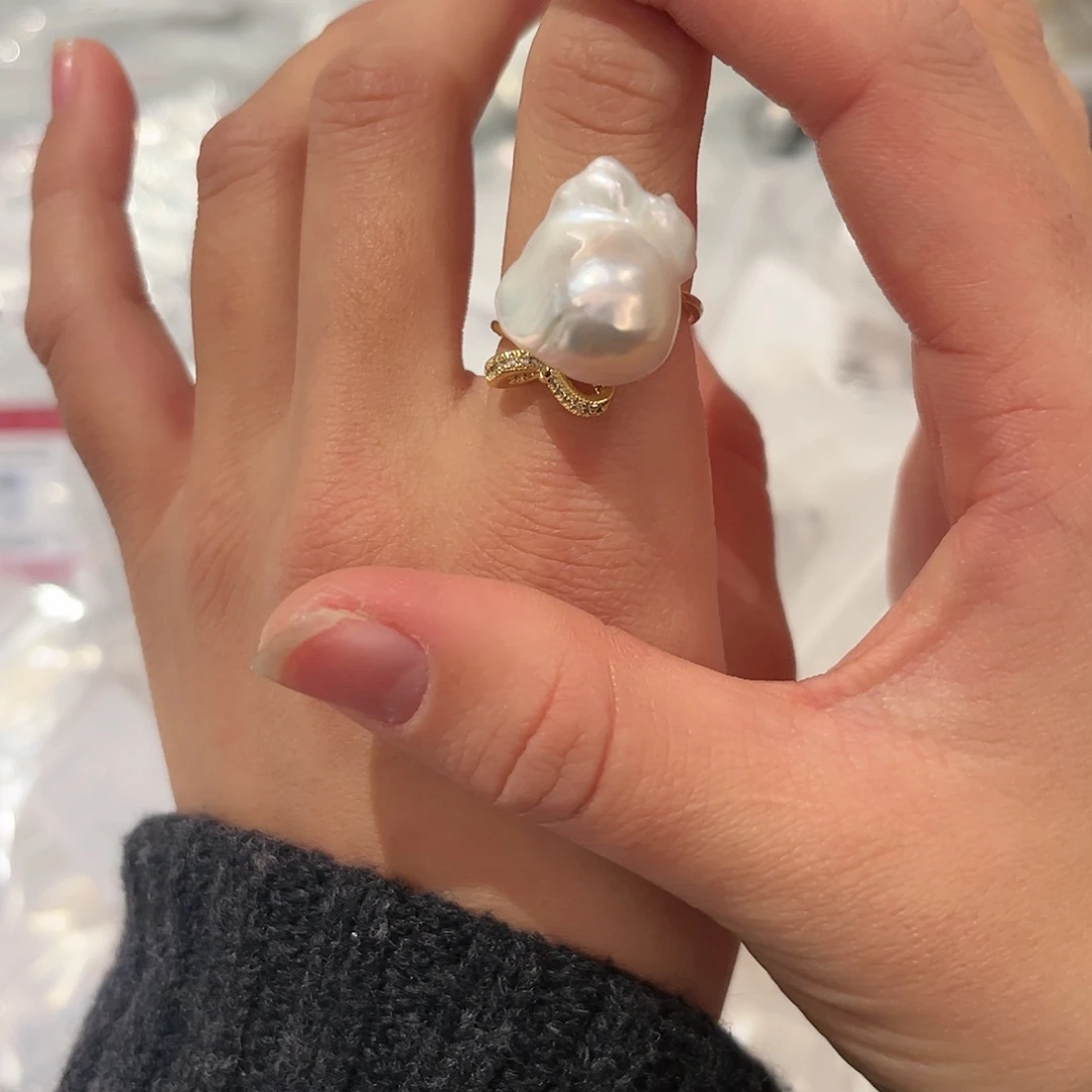 淡水珍珠戒指合金