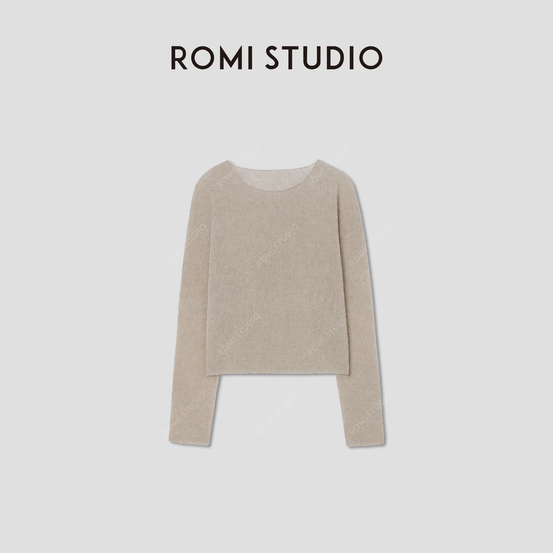 ROMI STUDIO简约山羊绒混纺软糯细腻长袖圆领套头毛衫RW24WS01158