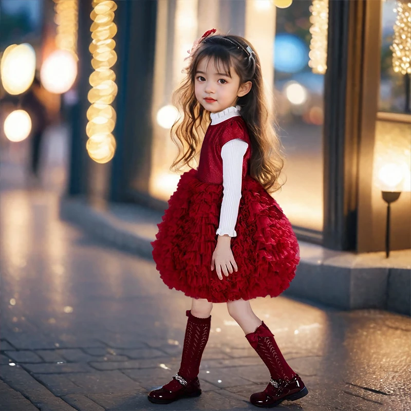 女童背心连衣裙tutu蛋糕裙洋气春秋公主裙蓬蓬纱宝宝生日周岁礼服