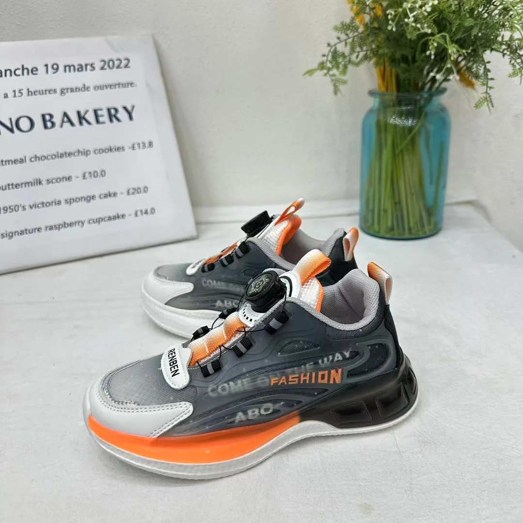 【现货】XZ-52091 橘灰色 儿童时尚休闲百搭软底包头防滑