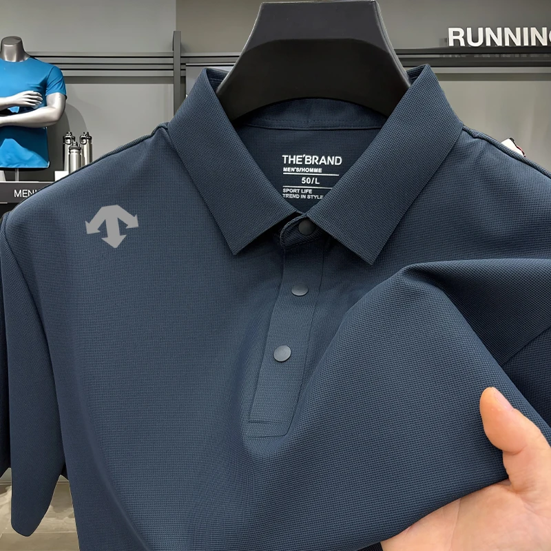 奥特莱斯撤柜丨迪桑家蚕丝短袖POLO衫男夏季时尚商务冰丝透气t恤