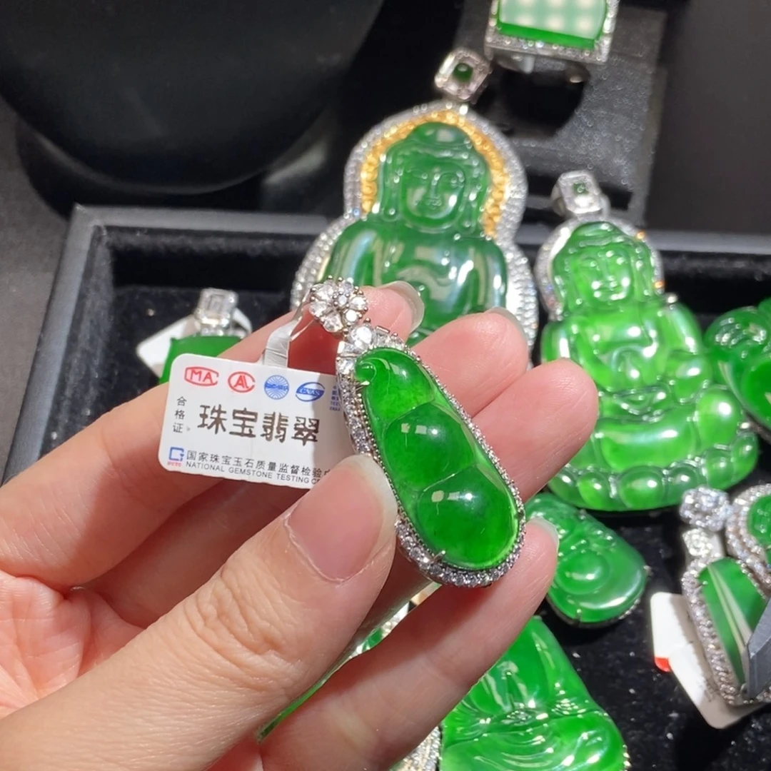 翡翠银S925镶嵌吊坠(不含链)