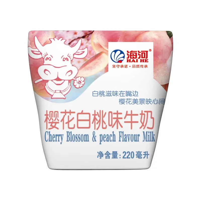 天津海河樱花白桃味牛奶*2袋