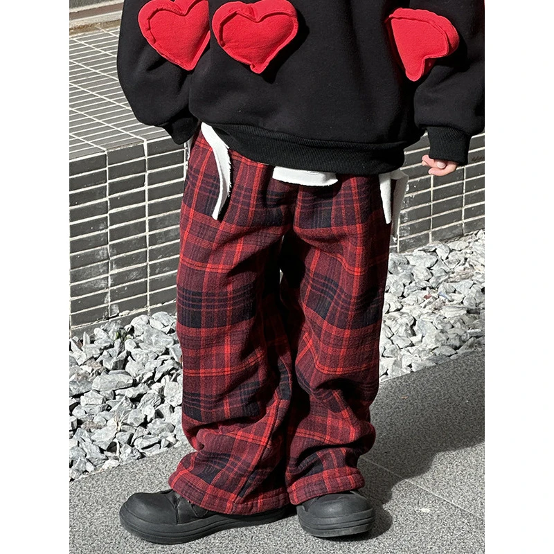 儿童加绒加厚裤2024冬季新款男童韩版一体绒长裤中小童秋冬装裤子