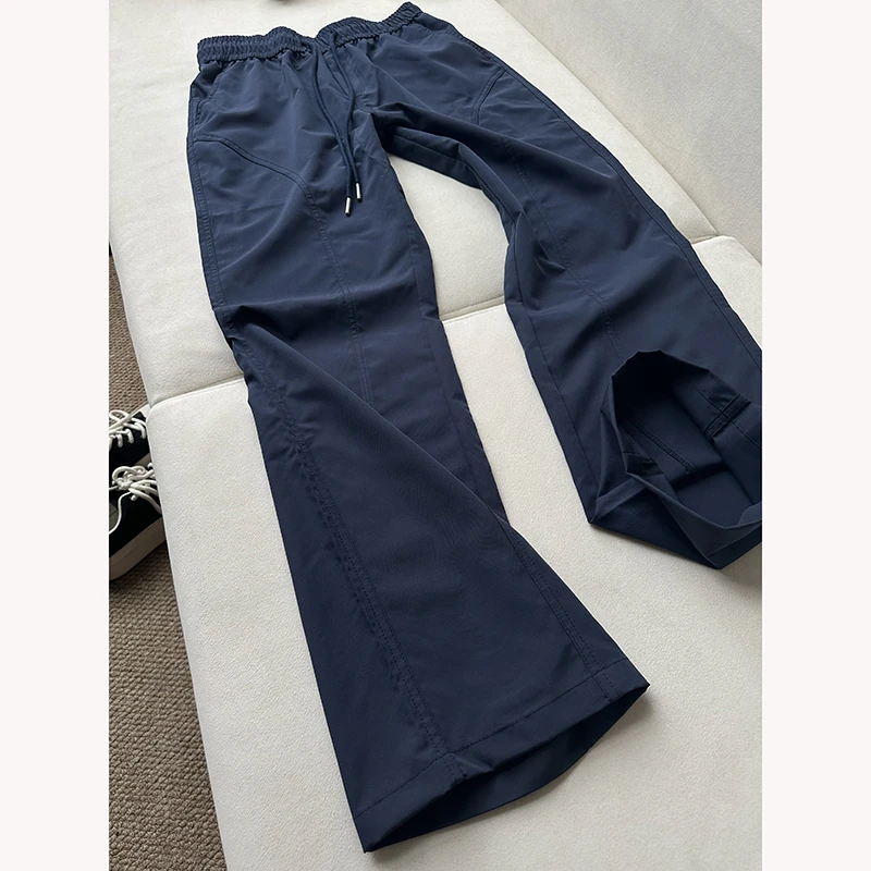 藏青色软壳冲锋裤男款潮牌美式机能尼龙裤子休闲百搭斜切工装长裤