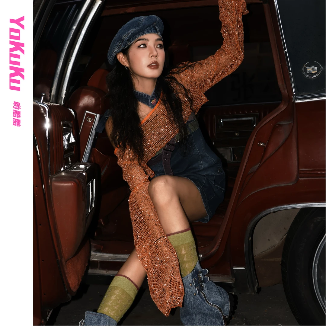 哟酷酷（浮生半日闲）原创复古镂空夏季露腰短款长袖罩衫上衣