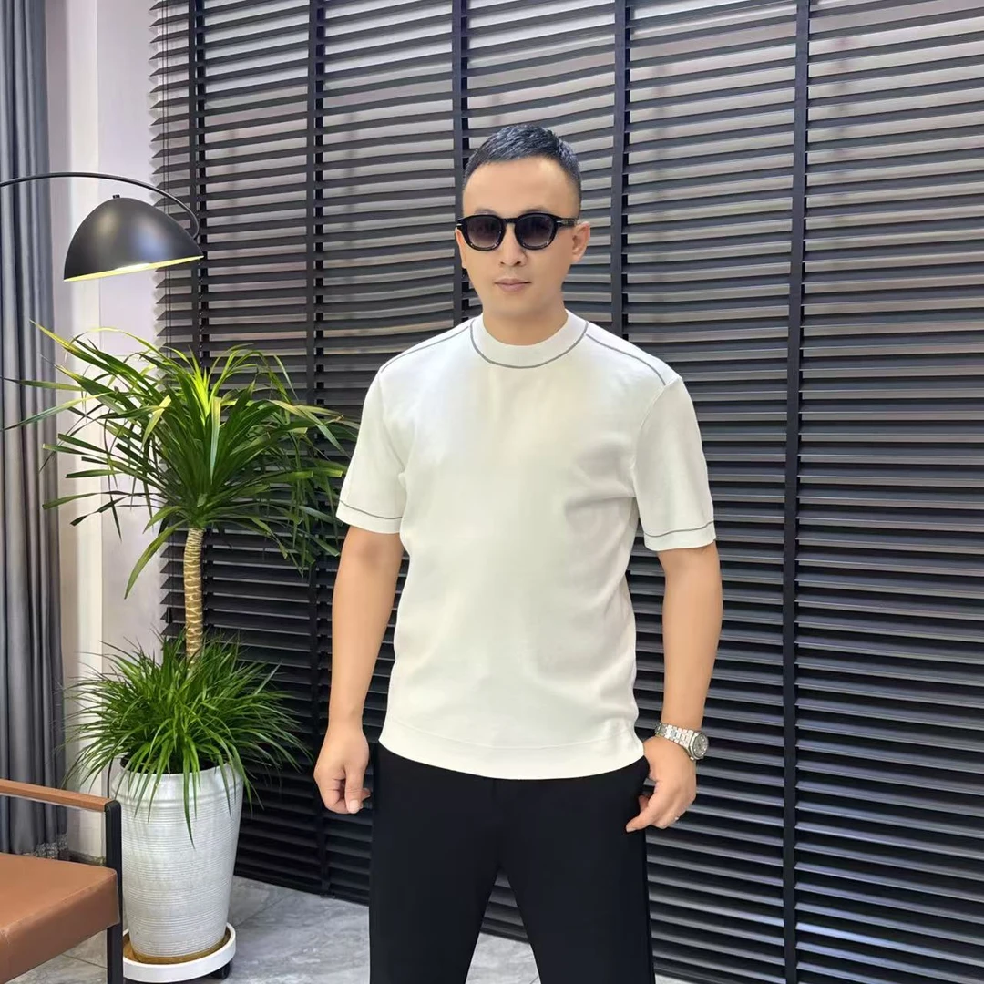 张先生欧货•7311-1秋冬男士含羊毛高弹力撞色半高领百搭针织短袖