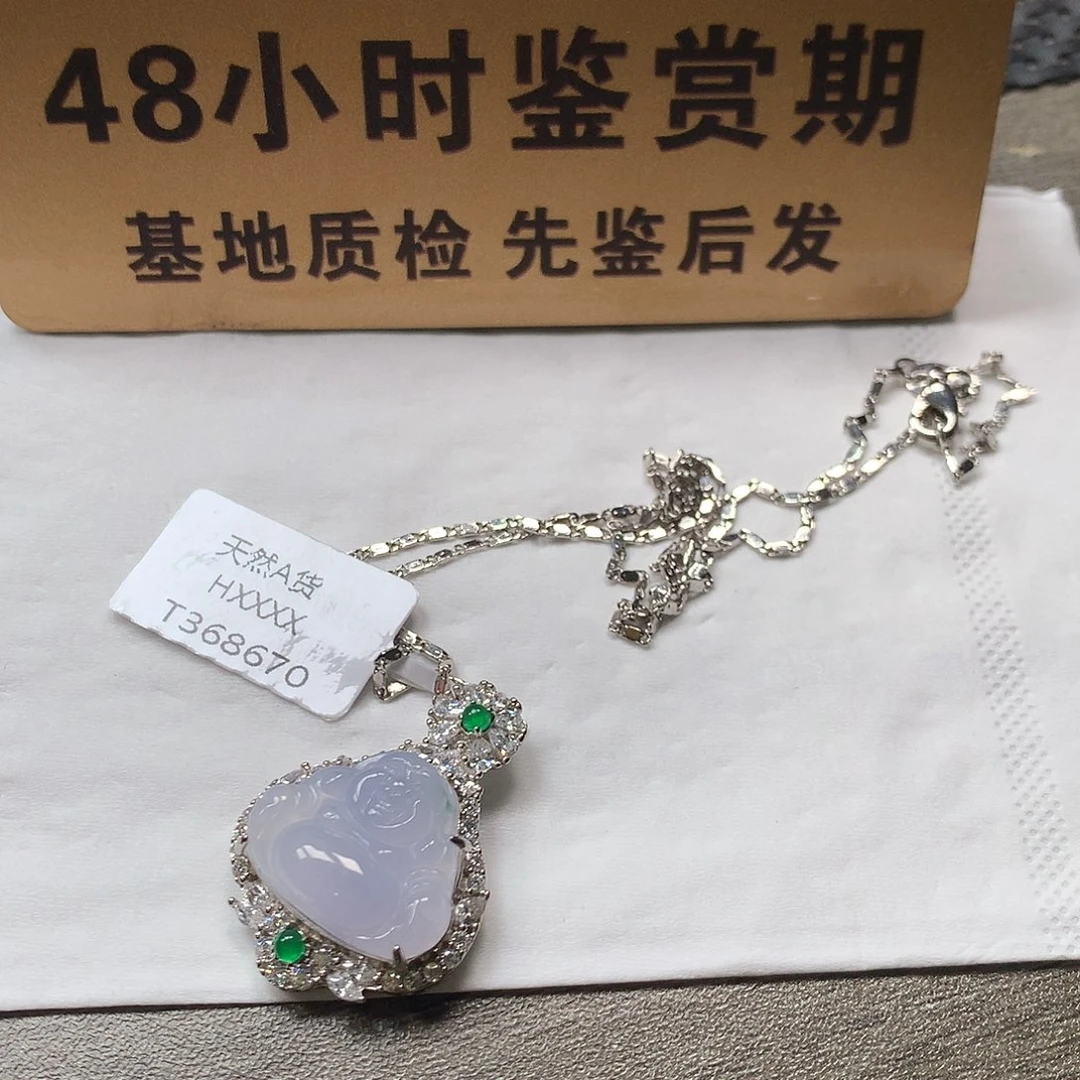 颈饰银S925镶嵌翡翠佛