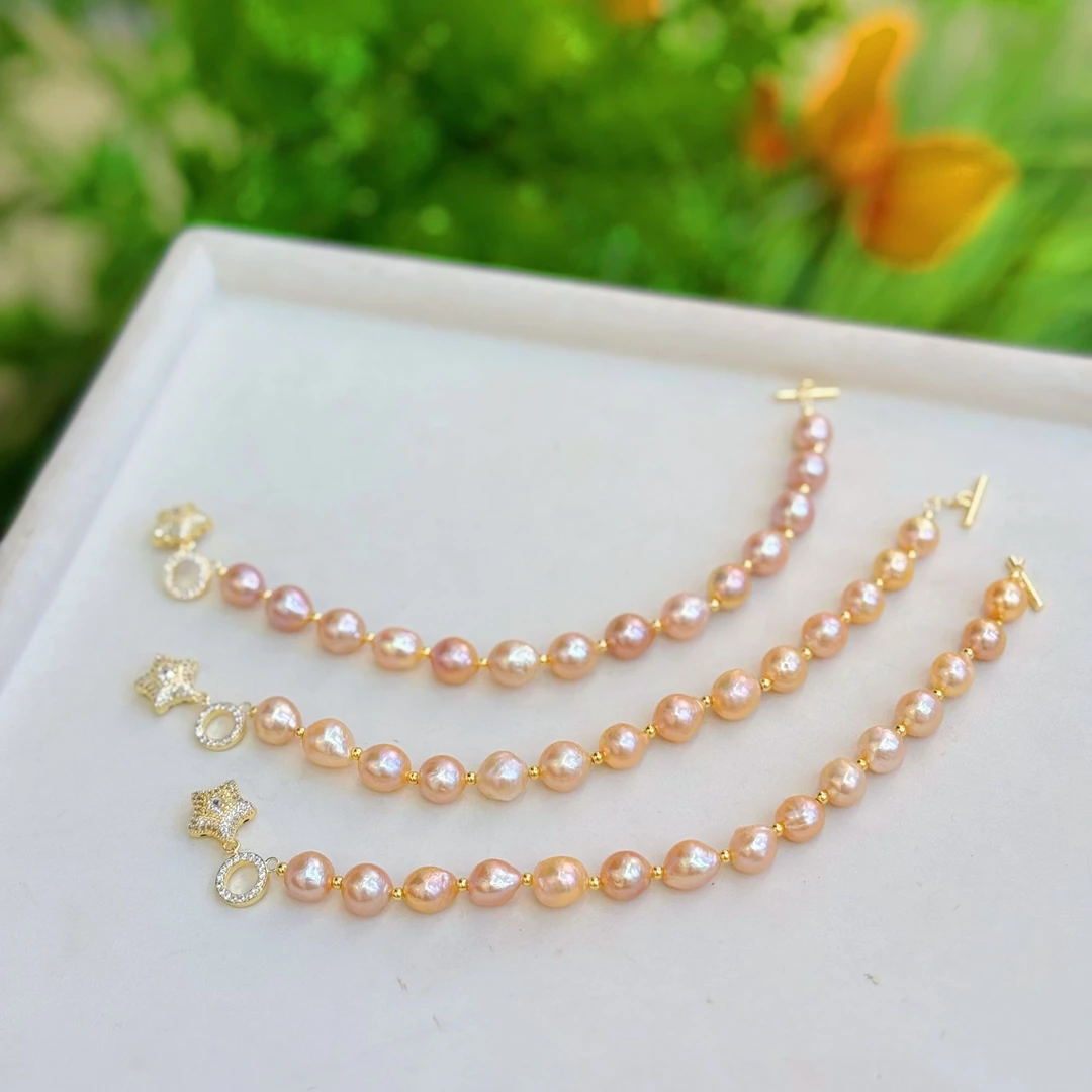 【晓艾珍珠】流金岁月巴洛克手链8-10mm（合金）E84(多样性发一）