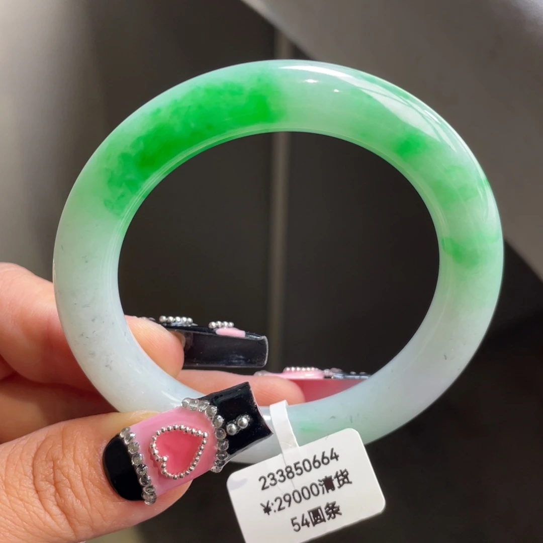 未镶嵌手镯翡翠回流）白底青圆条手镯