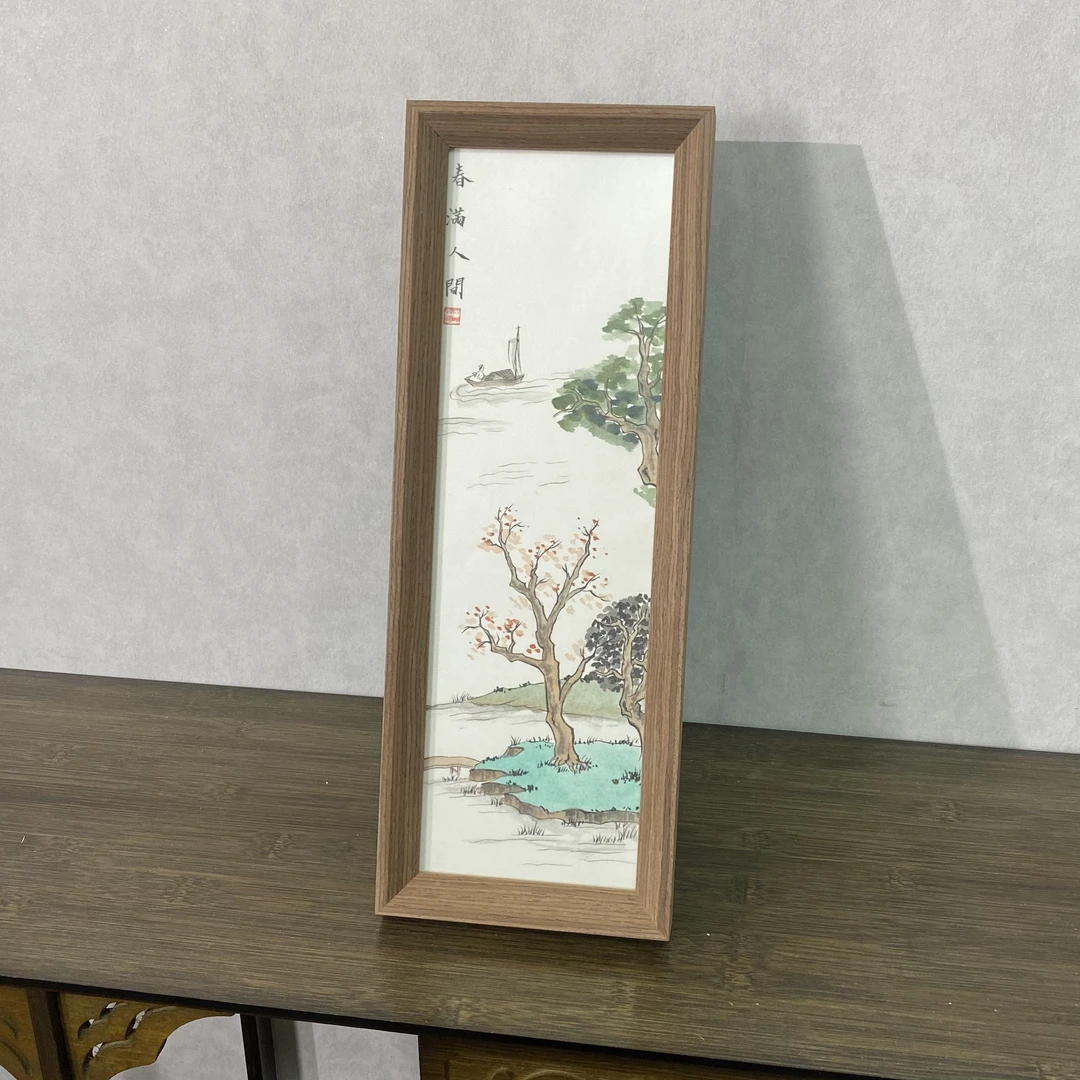 春满人间-真人手绘-桌面摆台客厅茶室玄关办公室礼物山水画装饰画
