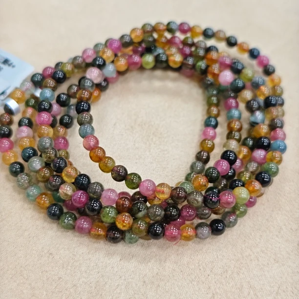 【书记甄选】天然碧玺三圈手链 多样性发一件 约4mm XF2080