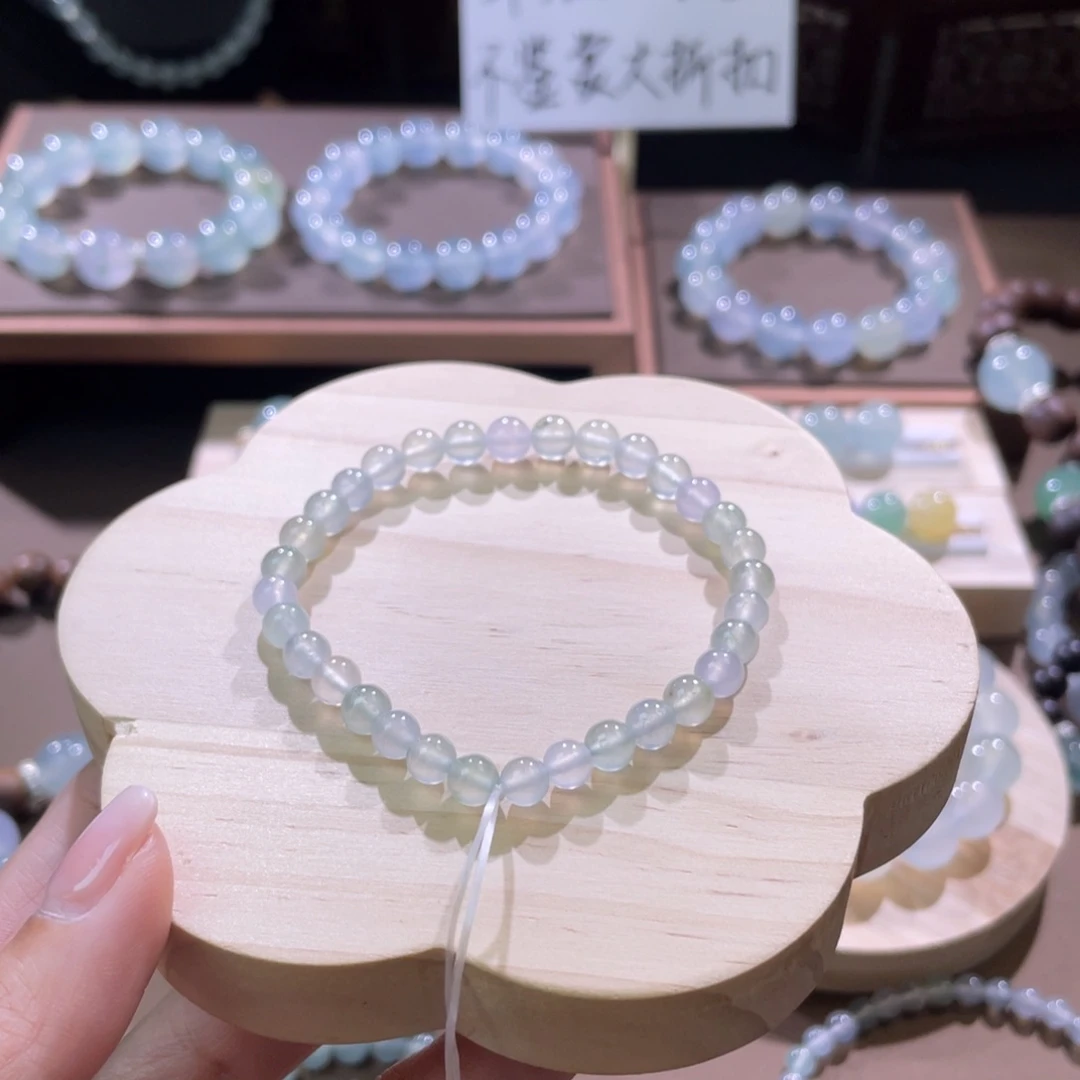 翡翠散珠天然缅a翡翠正高冰手串5-6